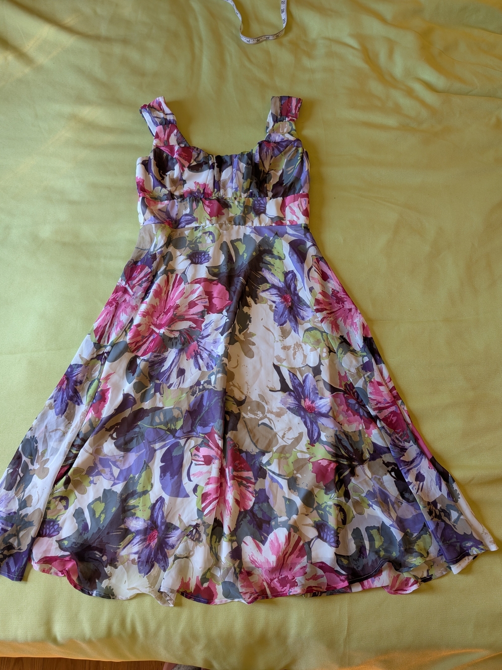 connected apparel Floral Midi Dress in White, Pink, Purple, Green